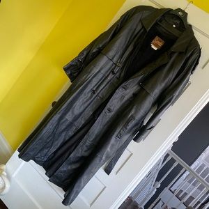 Leather trench coat